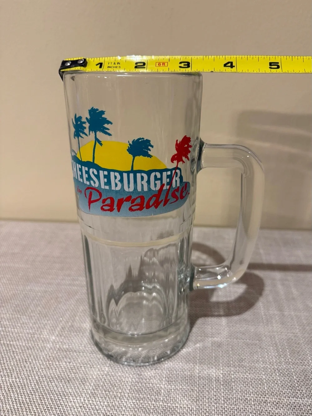 Vintage Cheeseburger in Paradise Glass Beer Mug Stein Heavy Base